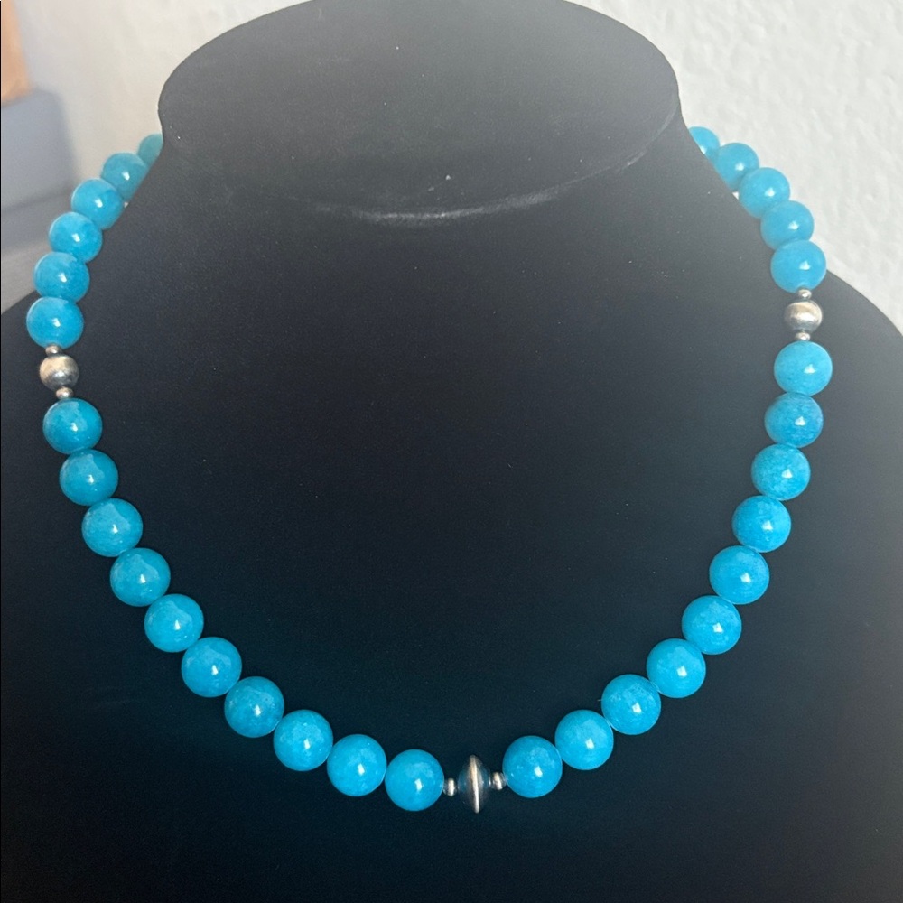 Blue Jade Beaded Necklace